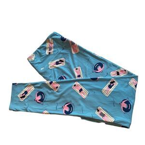 0214 LuLaRoe Size TC Leggings Pool Float Print Blue Pink New